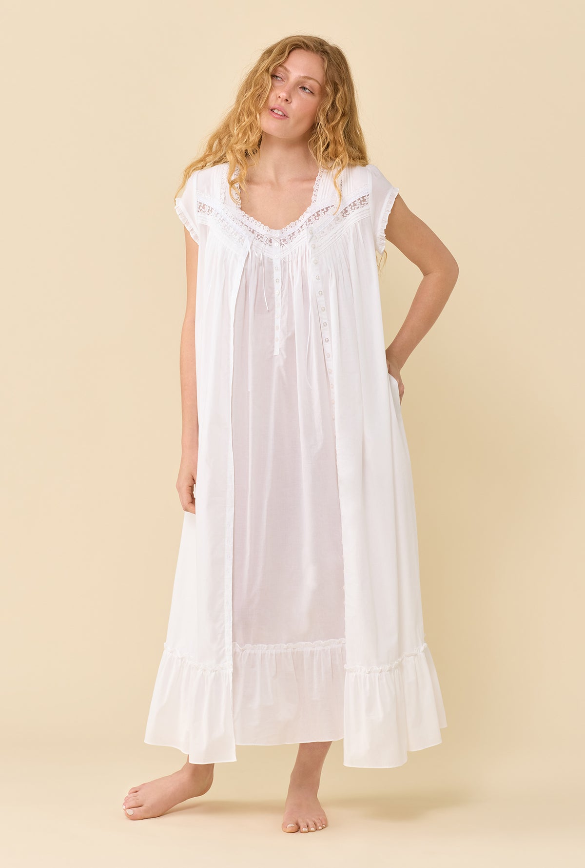 A Lady Wearing Soft White Robe