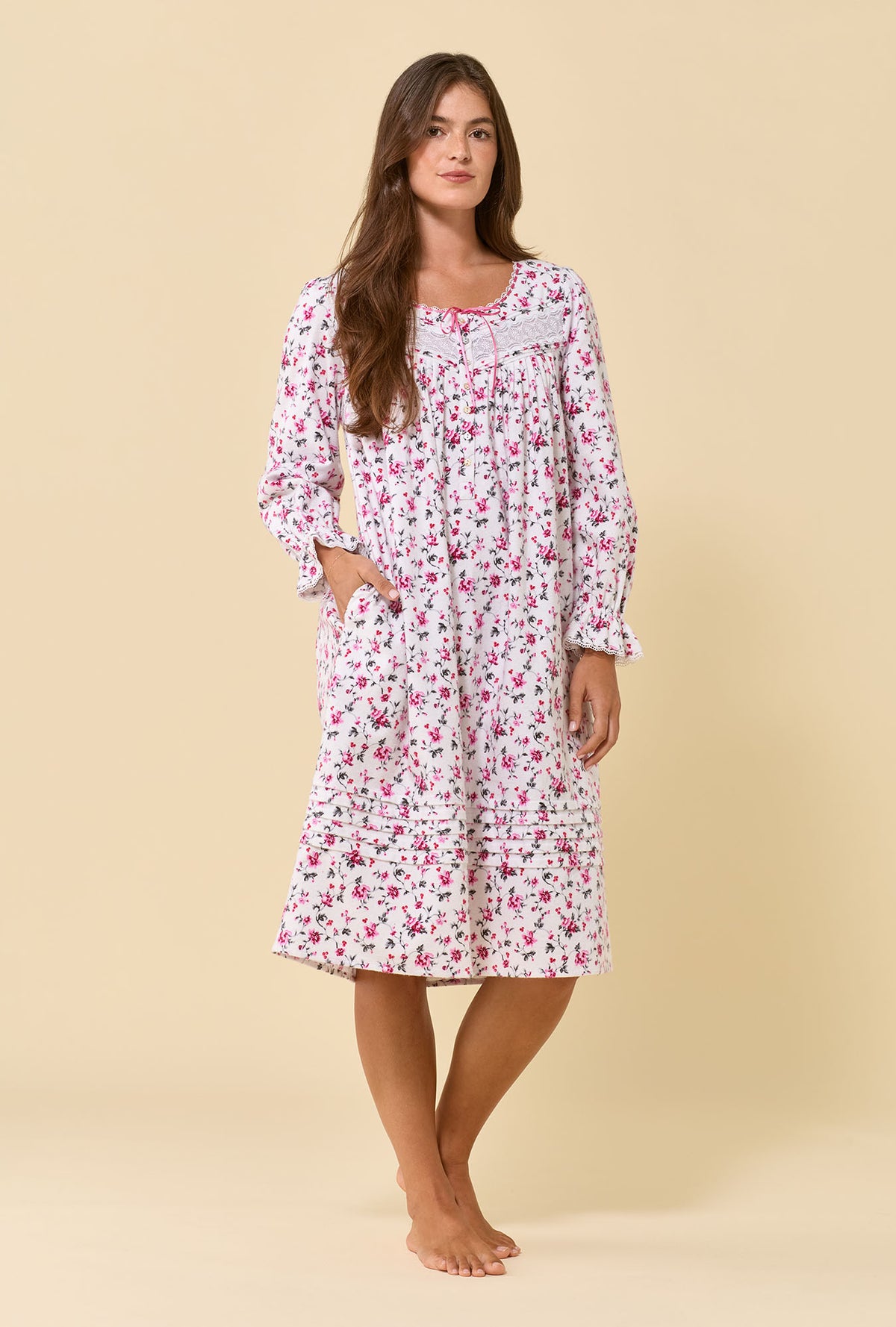 Wildberry 100% Cotton Flannel Long Sleeve Waltz Nightgown