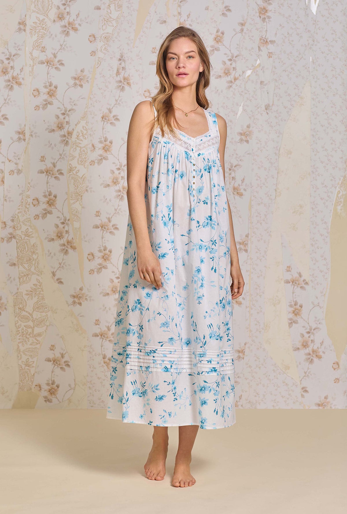 The "Eileen" Aqua Dream Cotton Lawn Ballet Nightgown
