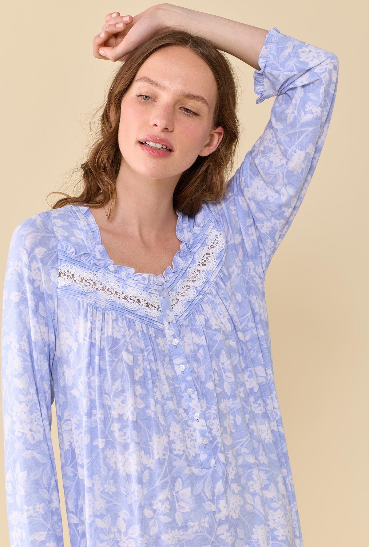 Ondine Floral TENCEL™ Modal Spandex Jersey Knit Long Sleeve Ballet Nightgown