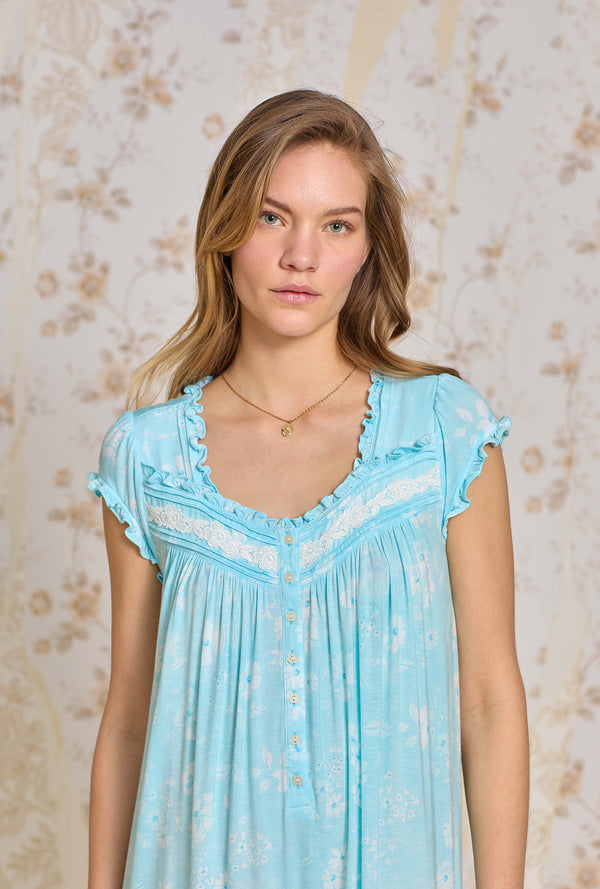 青梅波　NＴ-101 Aqua Bloom Tencel ™ Modal Waltz Nightgown - Eileen West