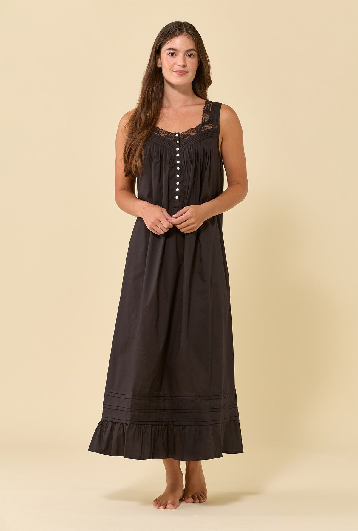 Eileen Iconic Black 100% Cotton Woven Lawn Ballet Nightgown
