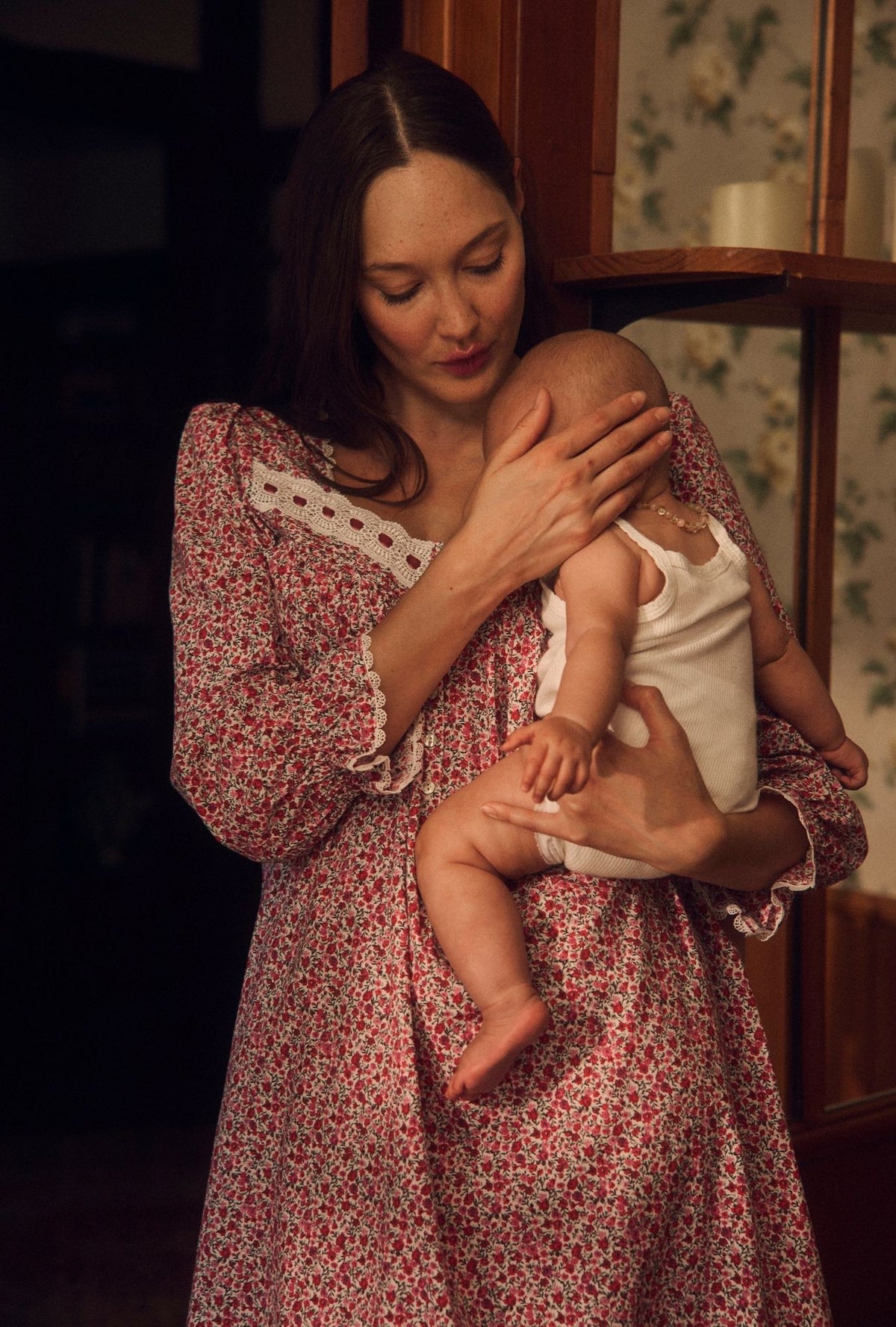 Holiday Camellia Long Sleeve Cotton Lawn Ballet Nightgown