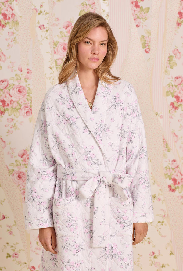 Quiet Bloom Cotton Diamond Quilt Wrap Robe - Eileen West