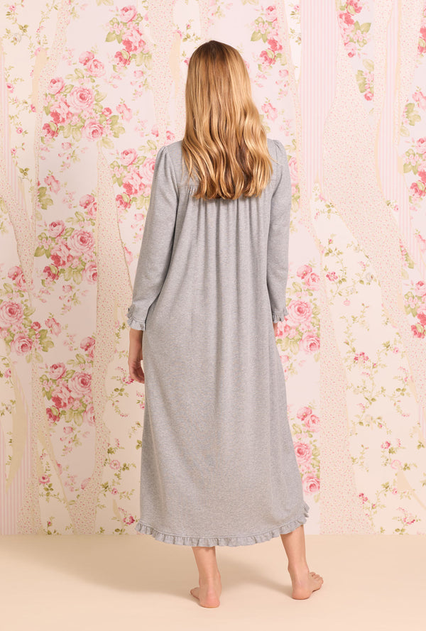 Dream Heather Grey Interlock Long Sleeve Nightgown - Eileen West