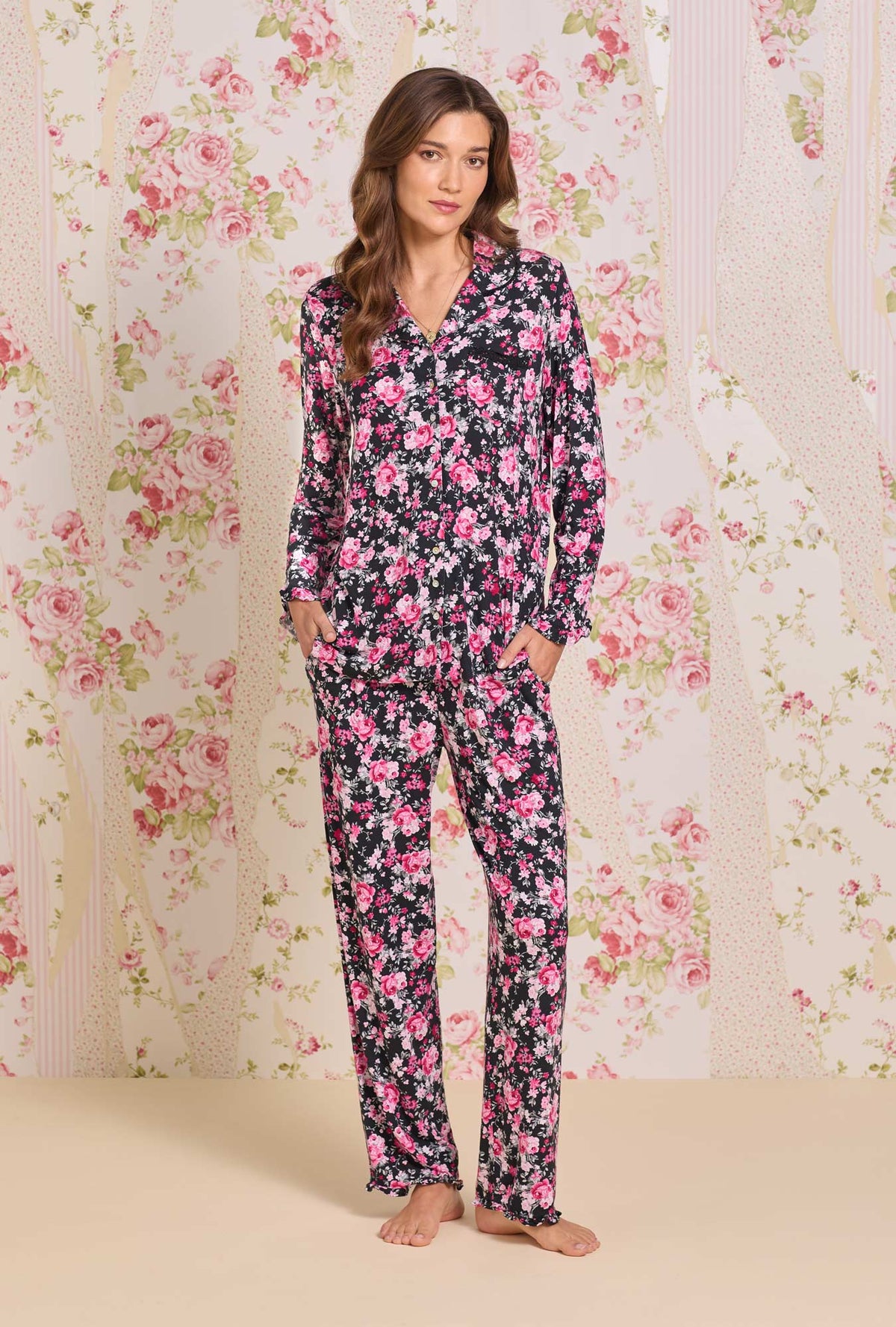 A lady wearing Evening Floral Tencel™ Modal Pajama
