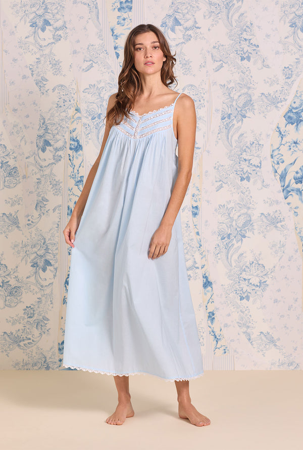 Eileen West Cottage Dreams Ballet Cotton Nightgown Light Blue / S