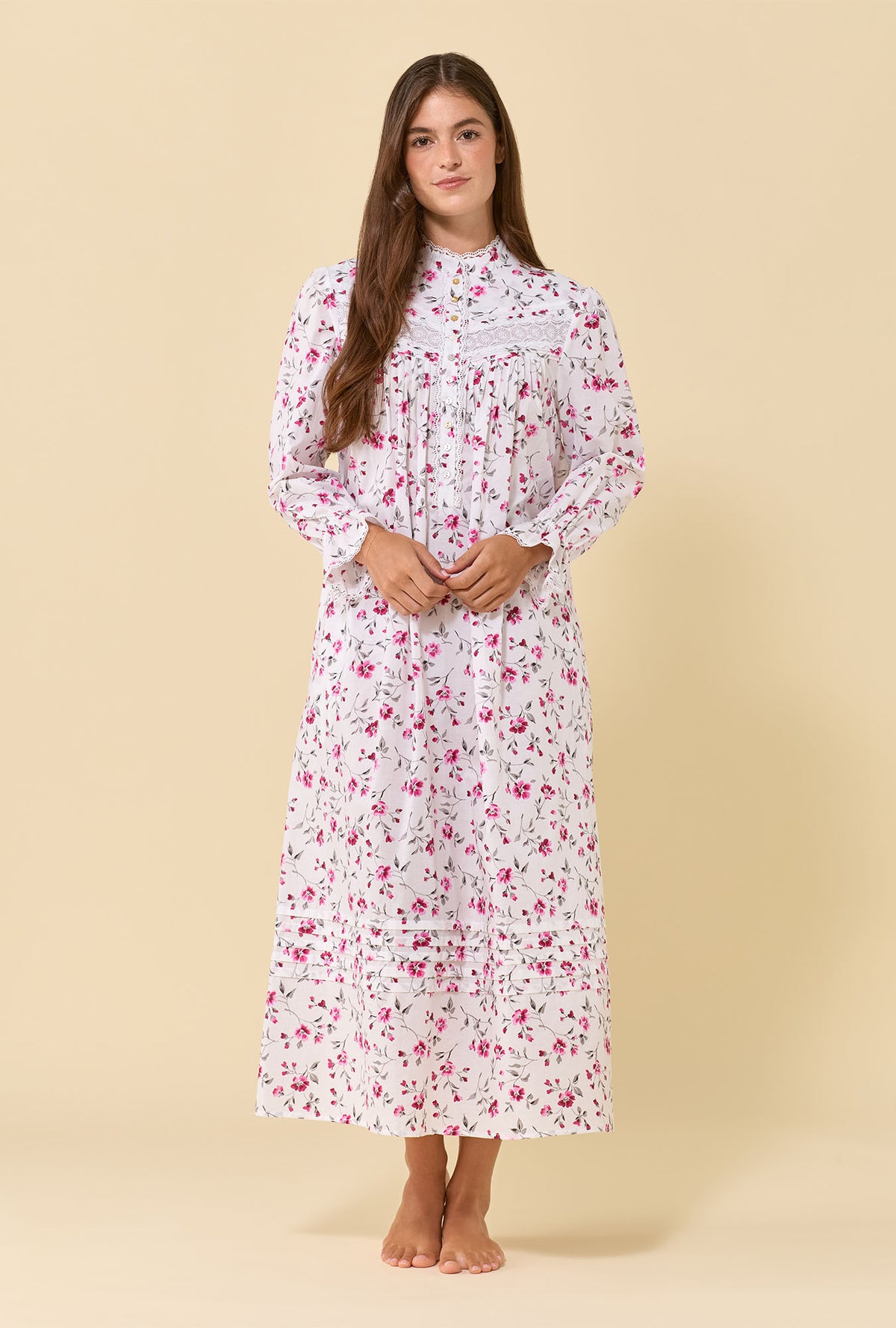 Winter Briar 100% Cotton Woven Lawn High Neck Long Sleeve Ballet Nightgown