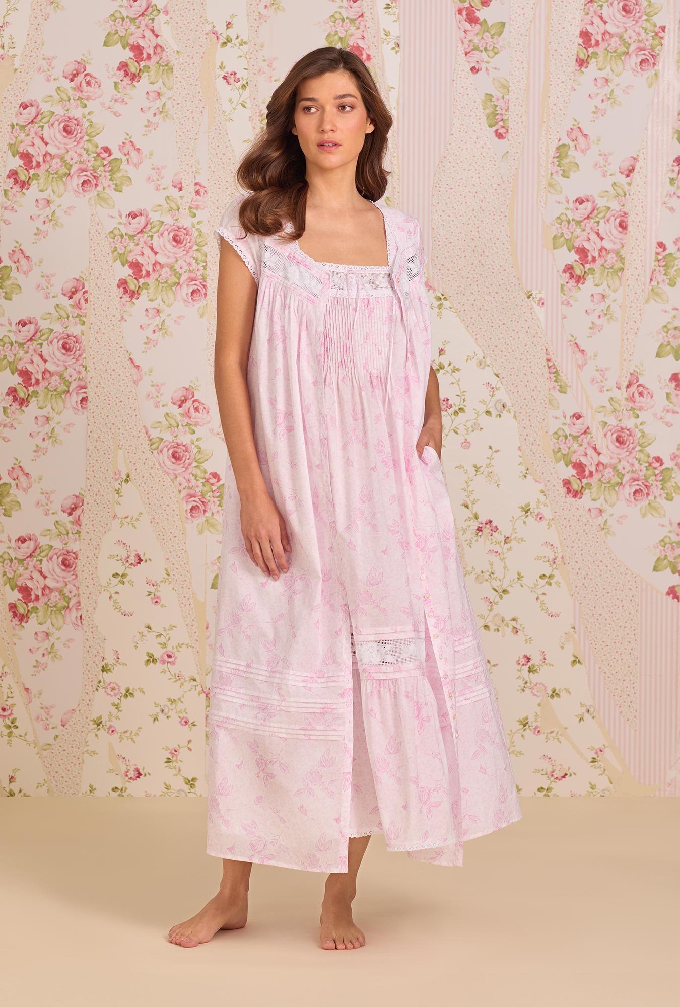 Blush Rose Cotton Lawn Button Front Robe