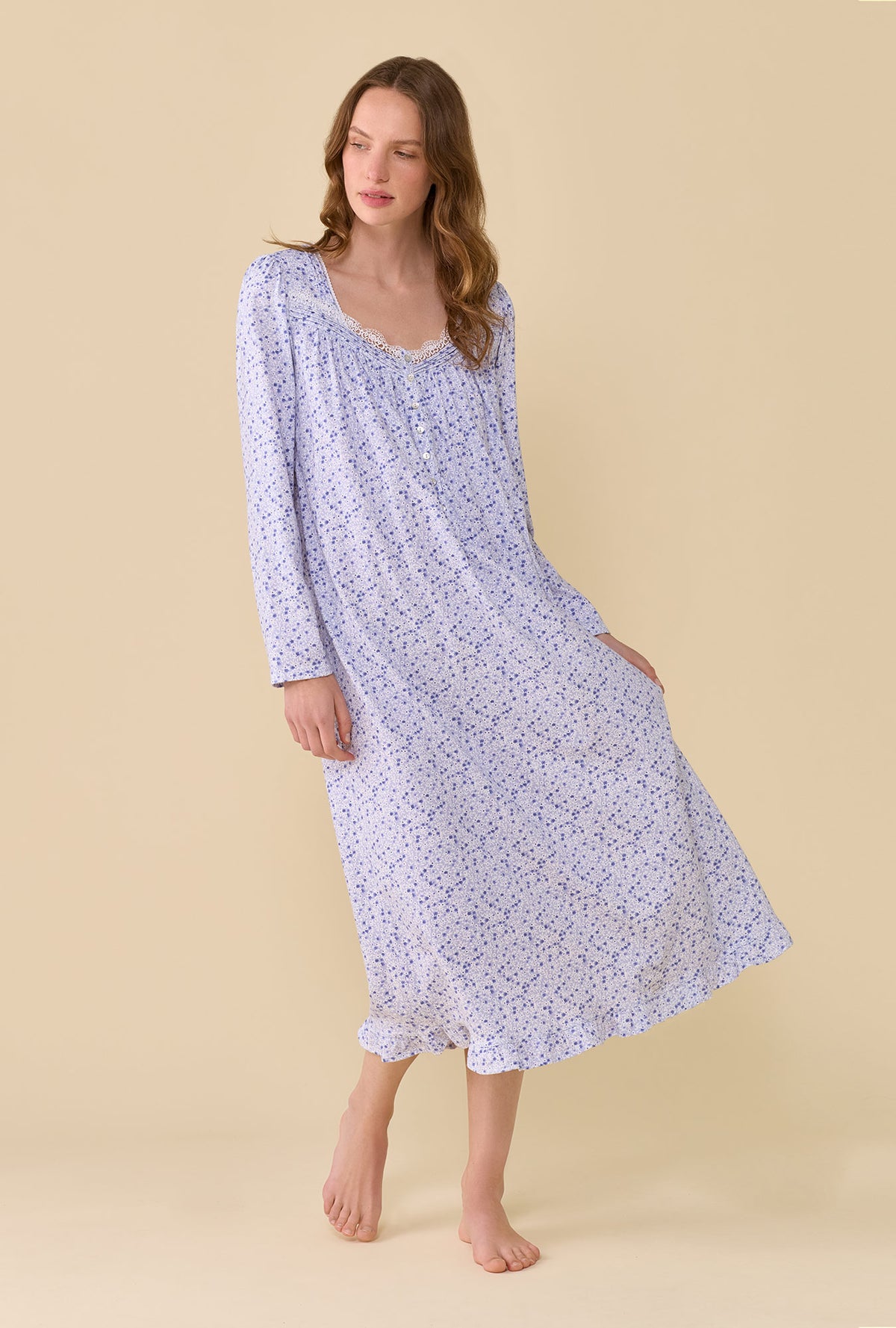 Violet Haze 100% Cotton Jersey Knit Long Sleeve Ballet Nightgown