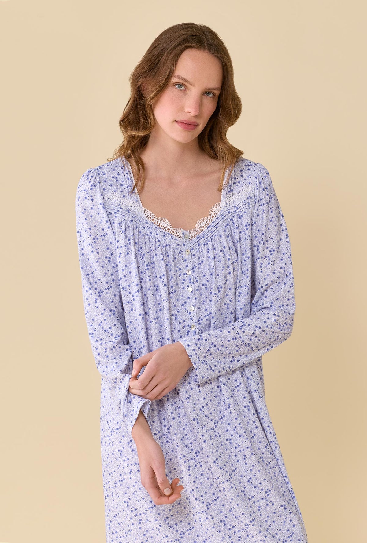 Violet Haze 100% Cotton Jersey Knit Long Sleeve Ballet Nightgown