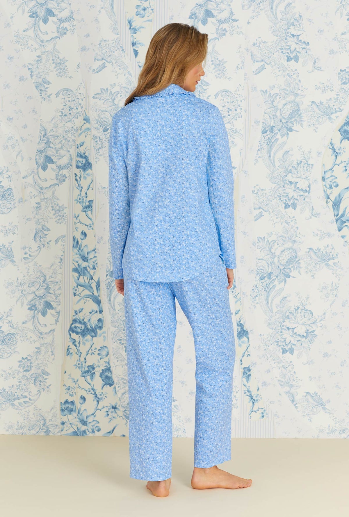 Blue Heaven Cotton Knit  Long Pajama Set