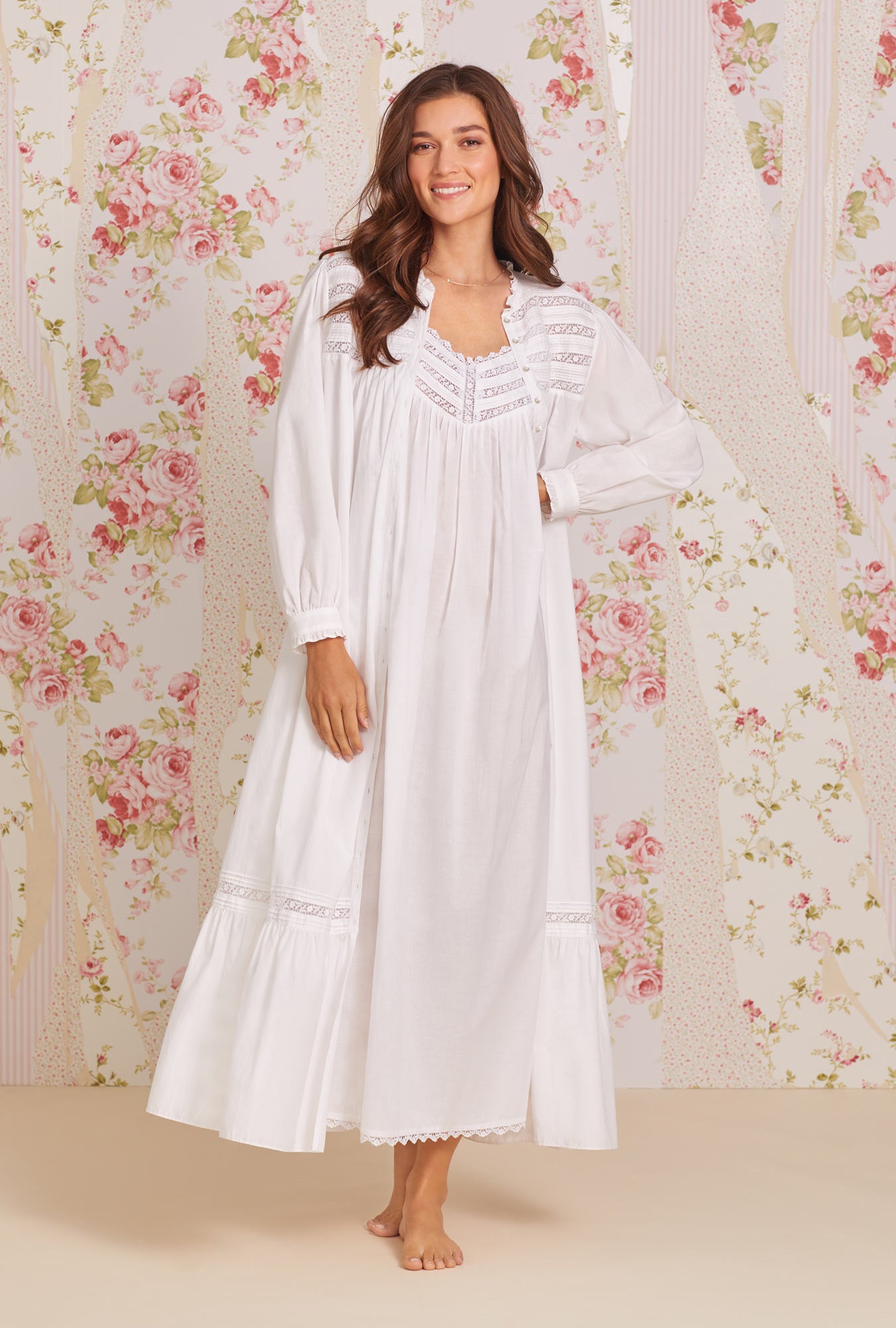A lady wearing Cottage Dreams Nightgown