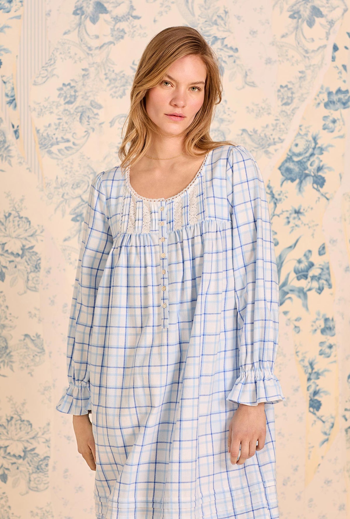 Vintage Plaid Cotton Flannel Waltz Nightgown