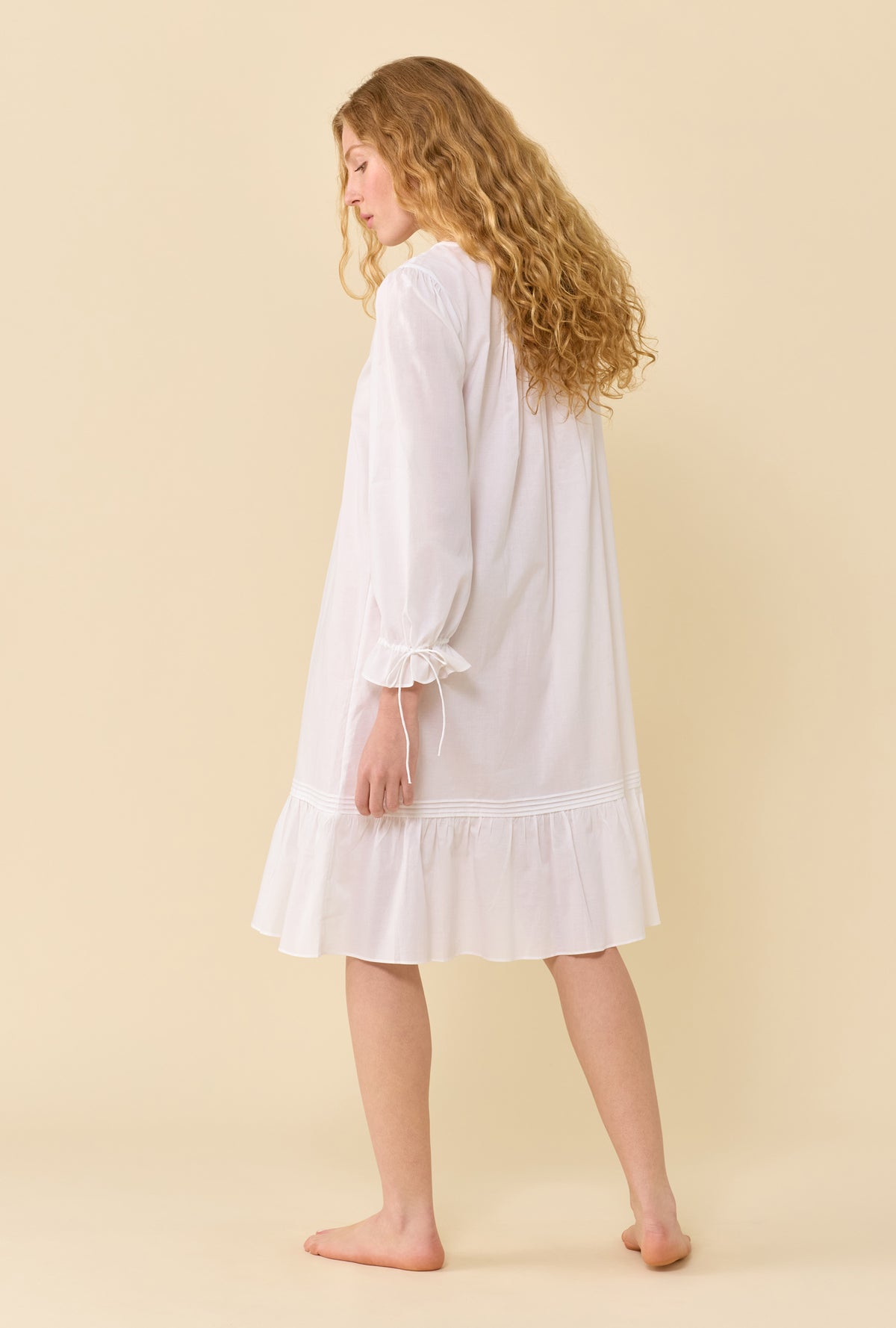 Margot Soft White 100% Cotton Woven Lawn Long Sleeve Ballet Nightgown