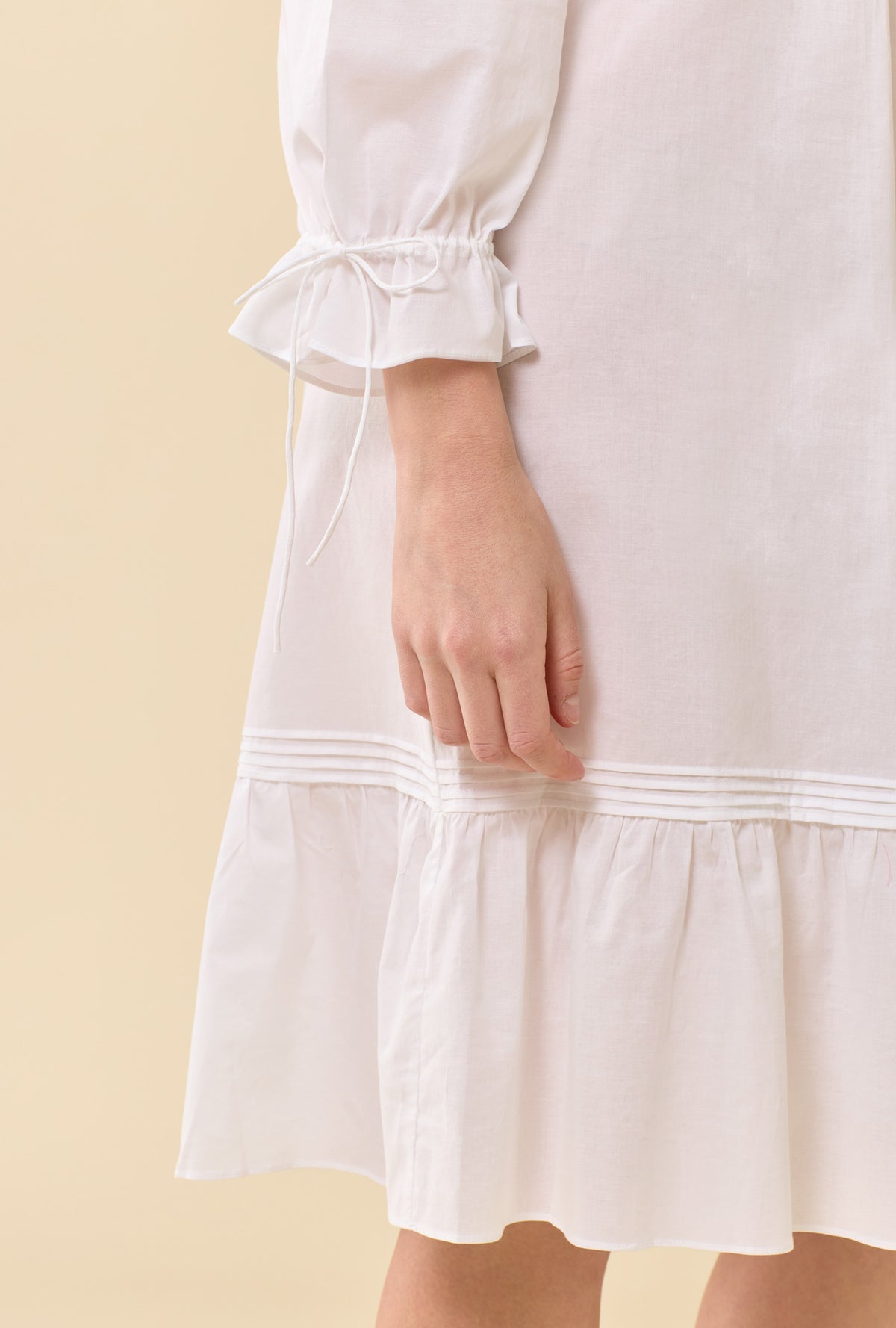 Margot Soft White 100% Cotton Woven Lawn Long Sleeve Ballet Nightgown
