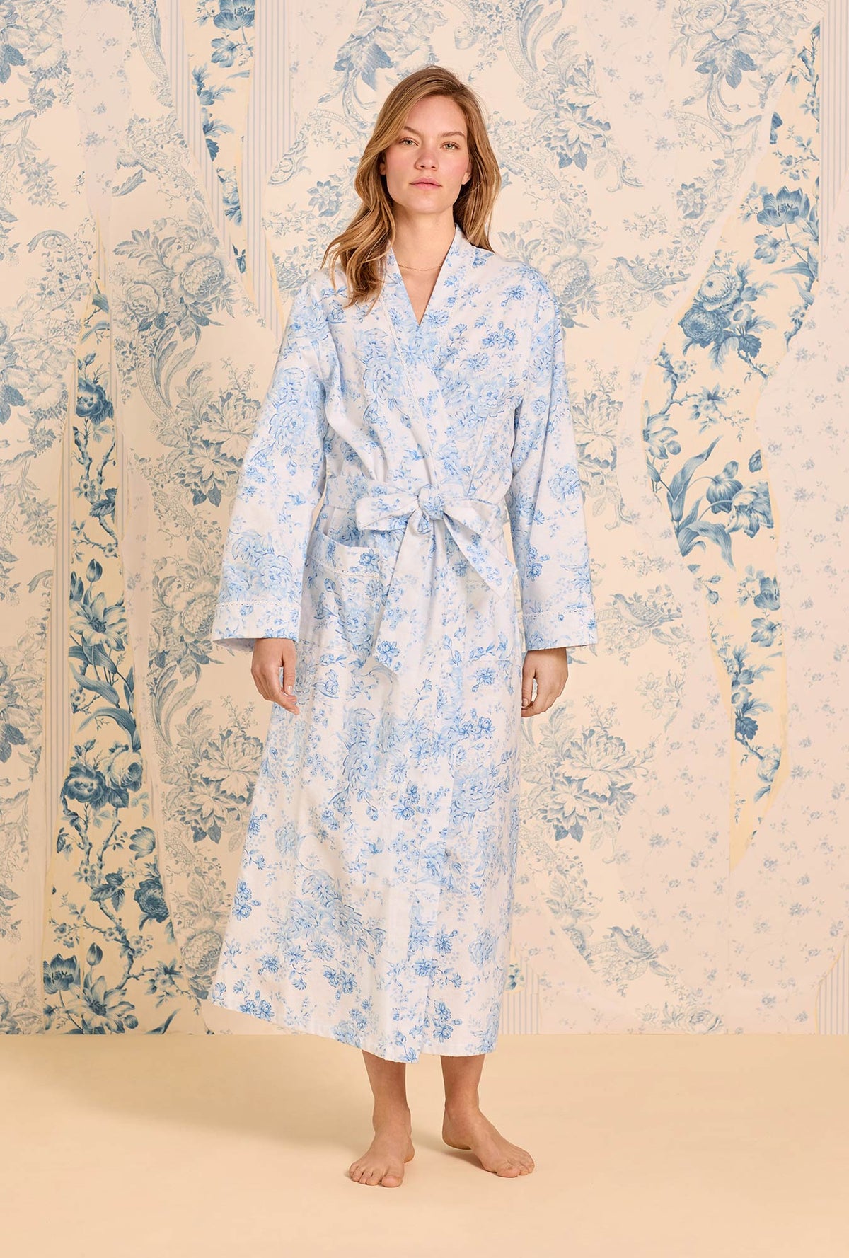 Chateau Bloom Cotton Flannel Wrap Robe
