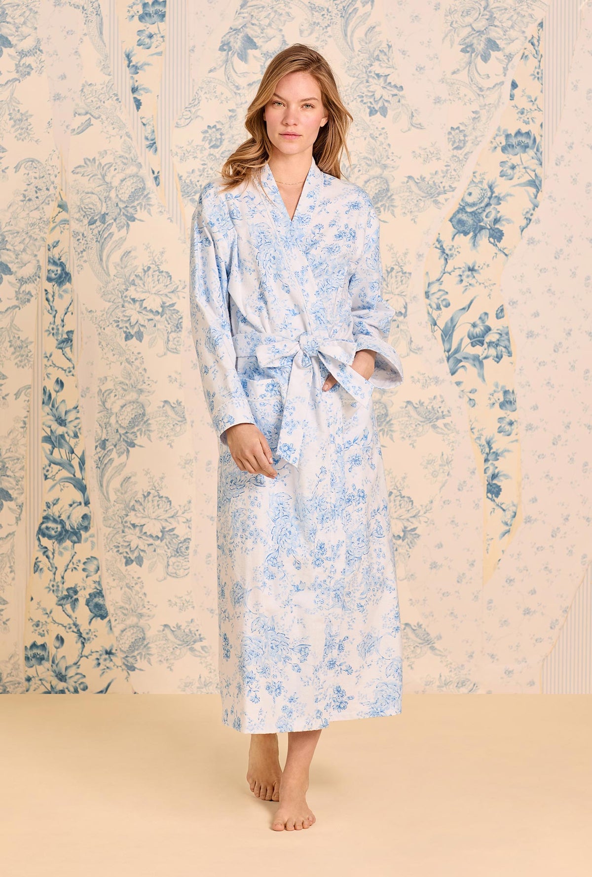 Chateau Bloom Cotton Flannel Wrap Robe