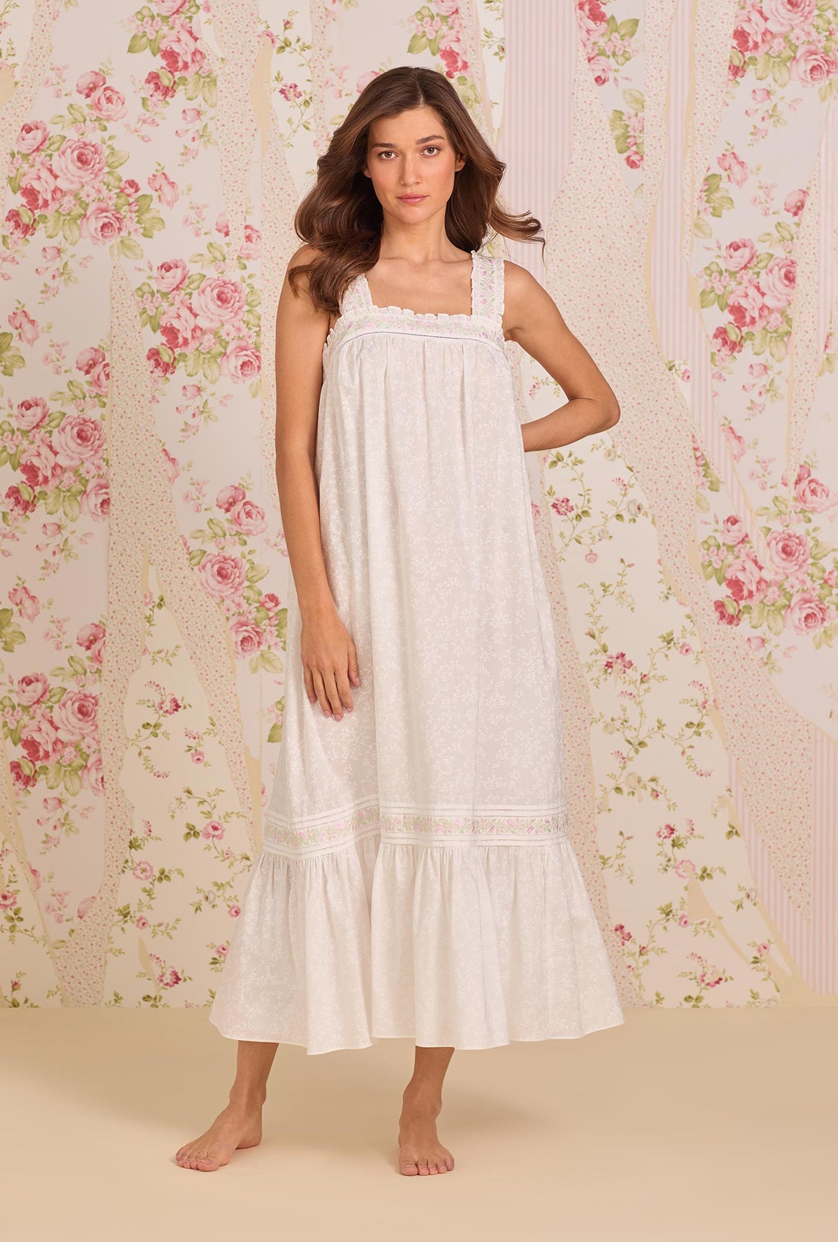 Eileen West The Heather Shadow Floral Cotton Lawn Ballet Nightgown Shadow Floral / XS