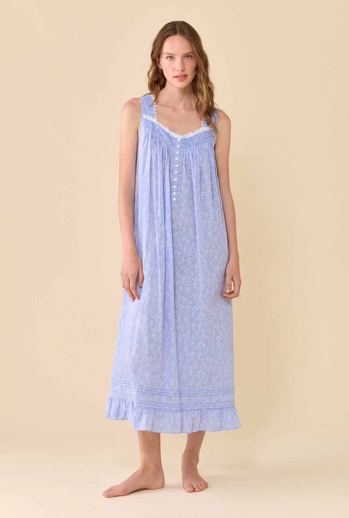Eileen Blue Sonnet 100% Cotton Yarndye Chambray Ballet Nightgown
