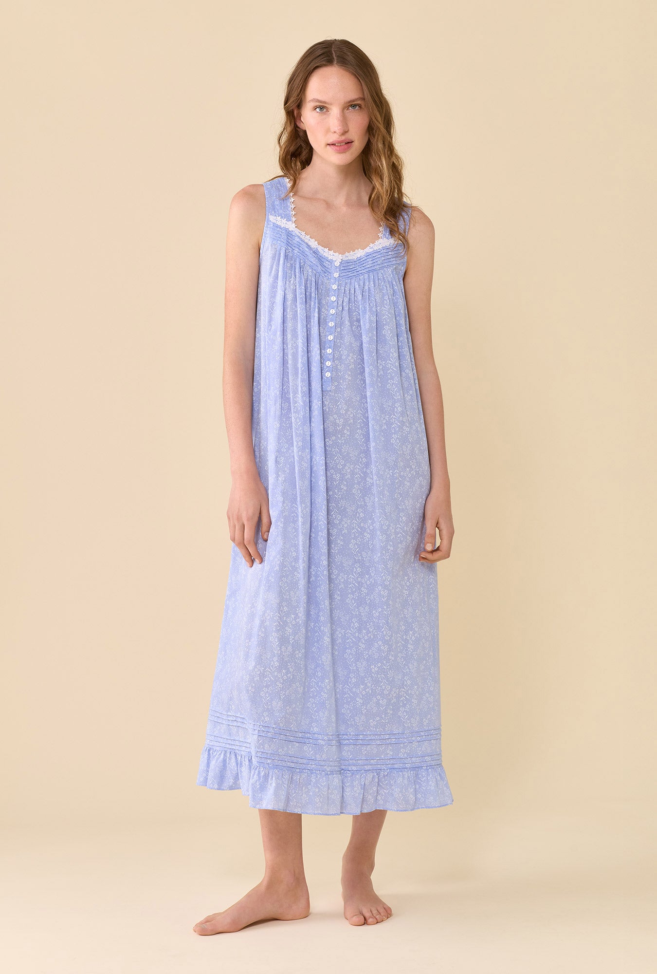 Eileen Blue Sonnet 100% Cotton Yarndye Chambray Ballet Nightgown