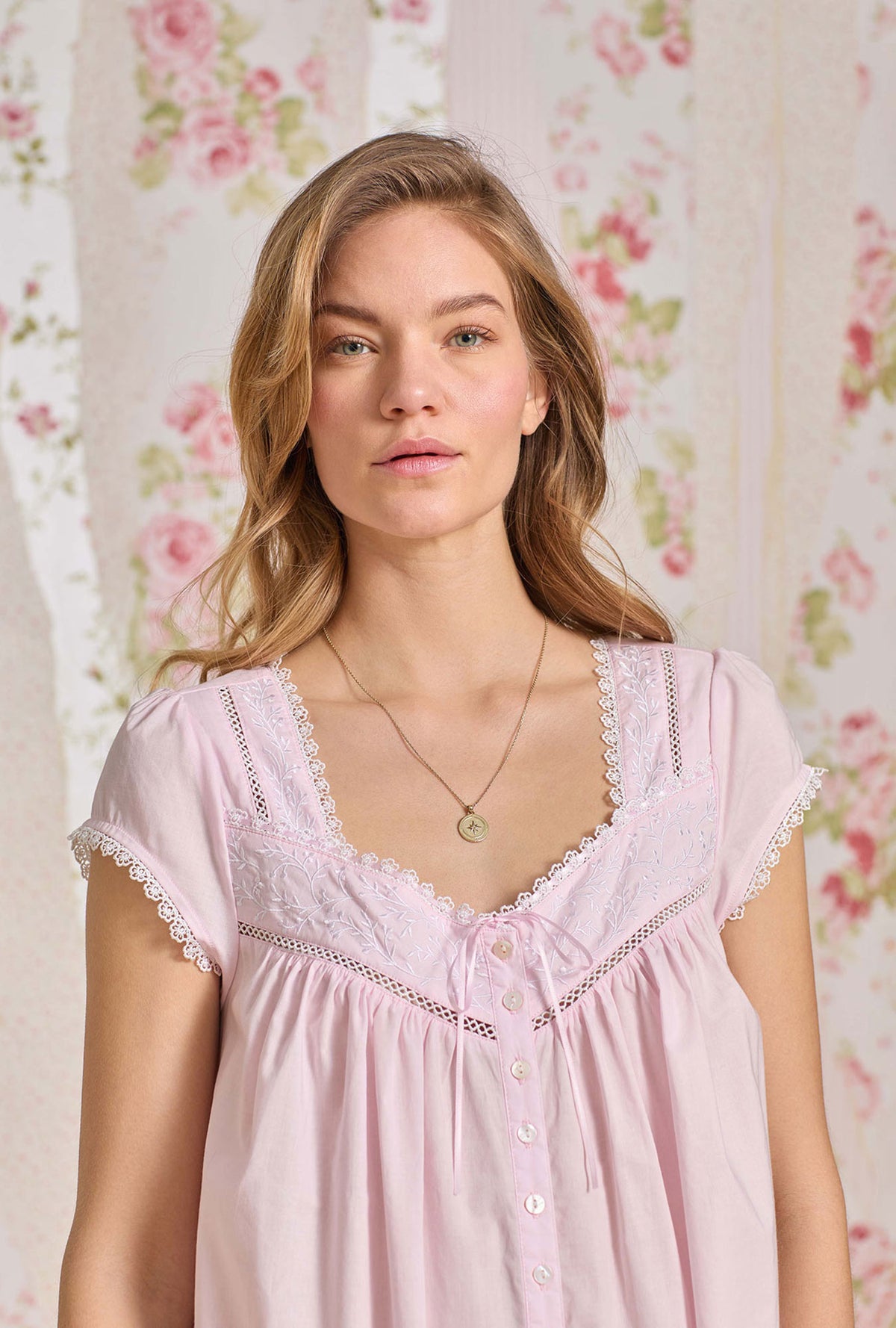 Bare Rose Cotton Lawn Long Ballet Button Front Robe