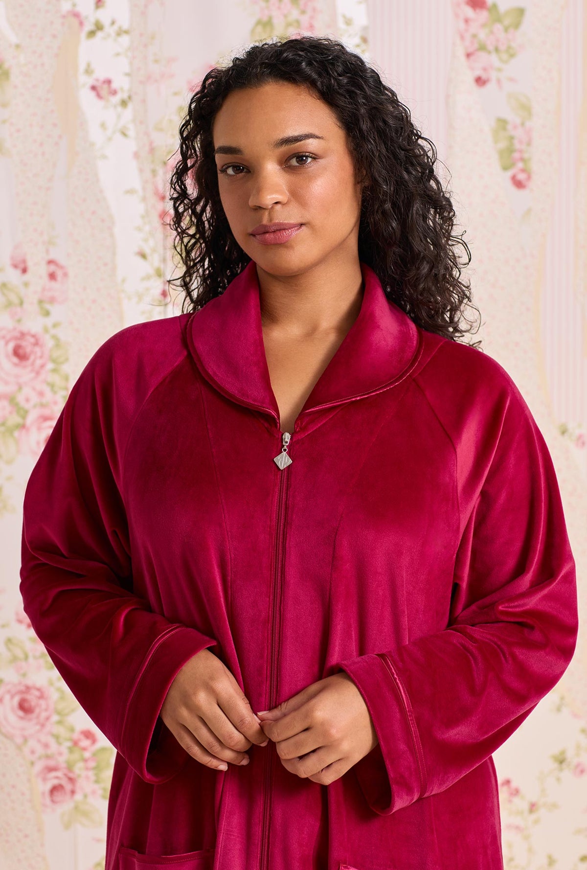 Lux Velour Long Zip Robe