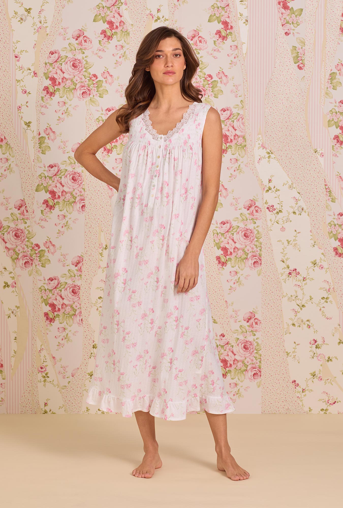The "Eileen" Blush Carnation Cotton Pointelle Ballet Nightgown