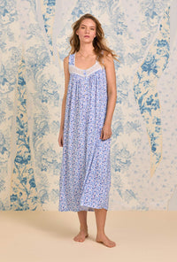 A lady wearing Bluebelle Meadow  "Eileen" Tencel™ Modal Ballet Nightgown
