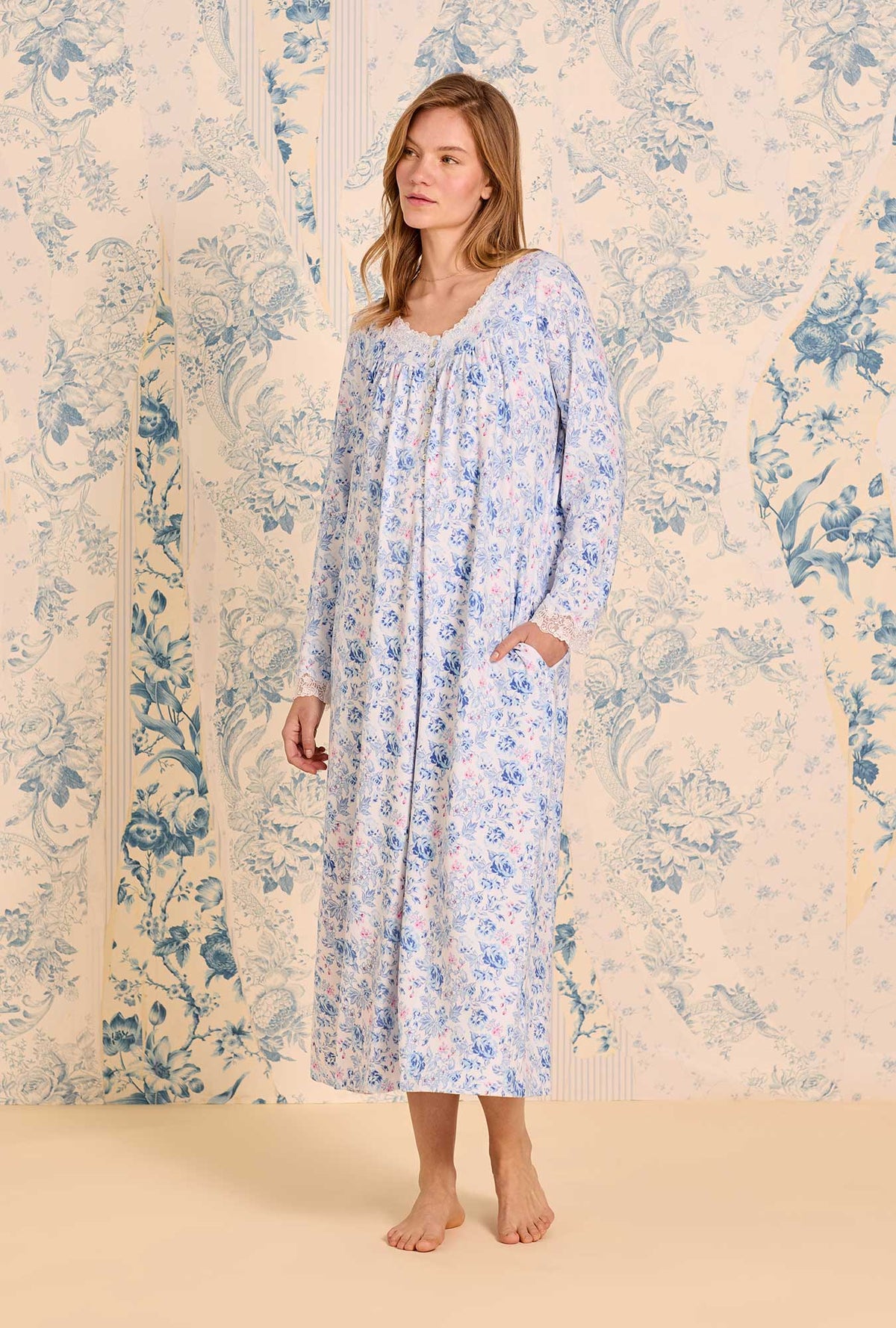 Floral Whisper Dream Sweater Knit Long Sleeve Ballet Nightgown
