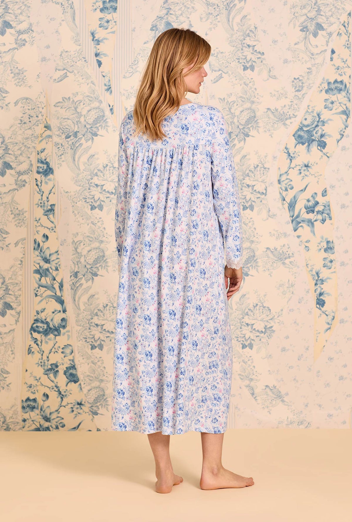 Floral Whisper Dream Sweater Knit Long Sleeve Ballet Nightgown