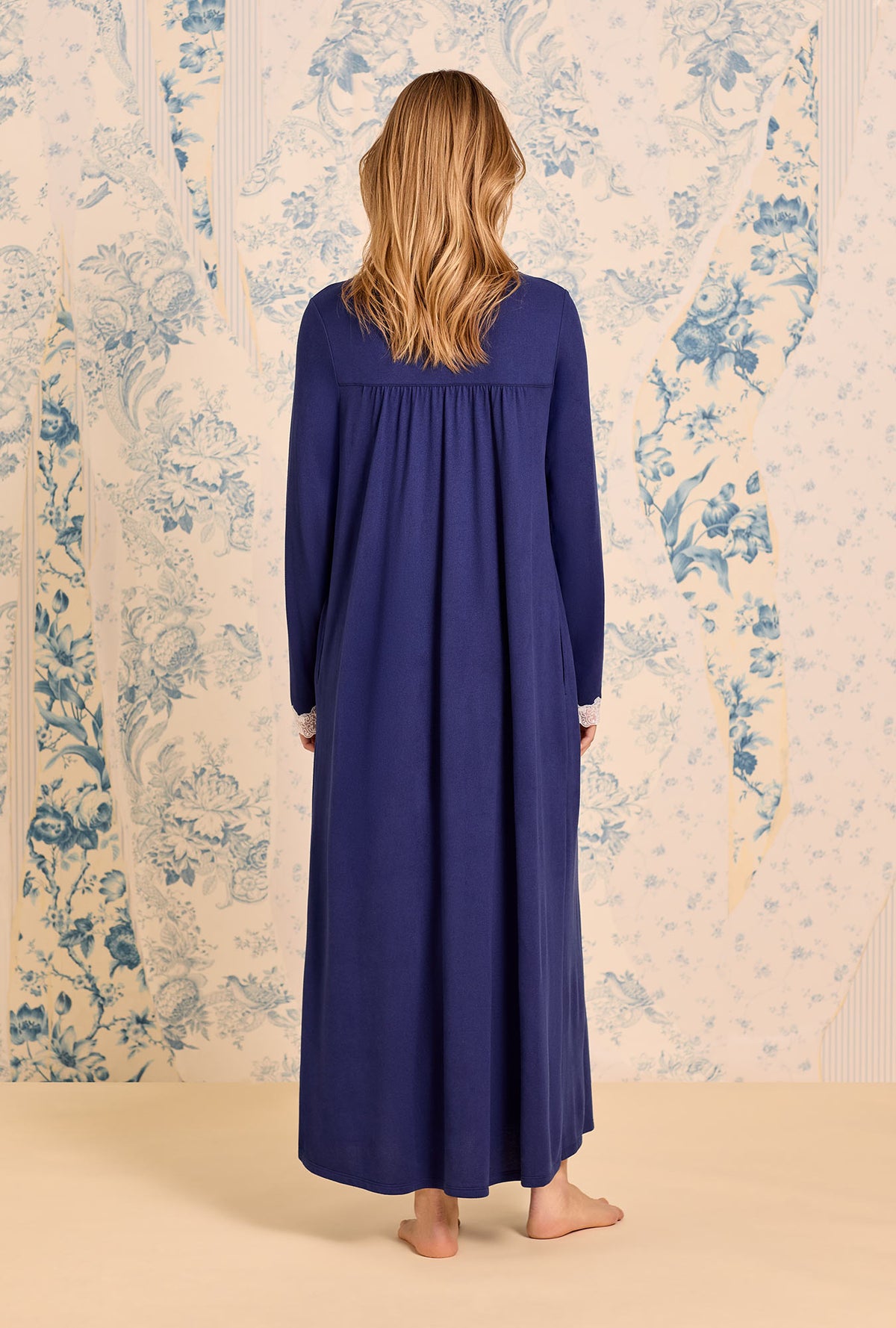 Classic Navy Dream Sweater Knit Long Sleeve Ballet Nightgown