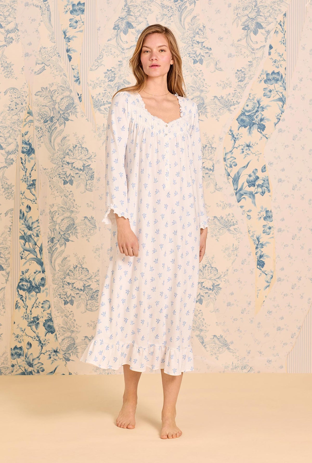 Lily Reverie Cotton Pointelle Long Sleeve Ballet Nightgown