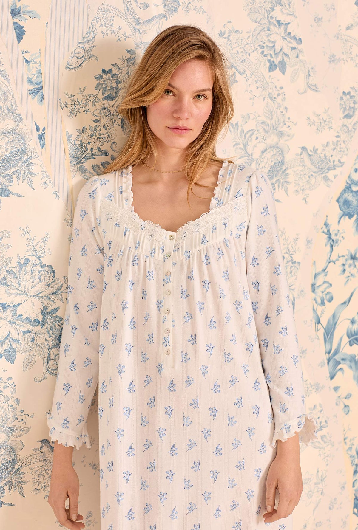 Lily Reverie Cotton Pointelle Long Sleeve Ballet Nightgown
