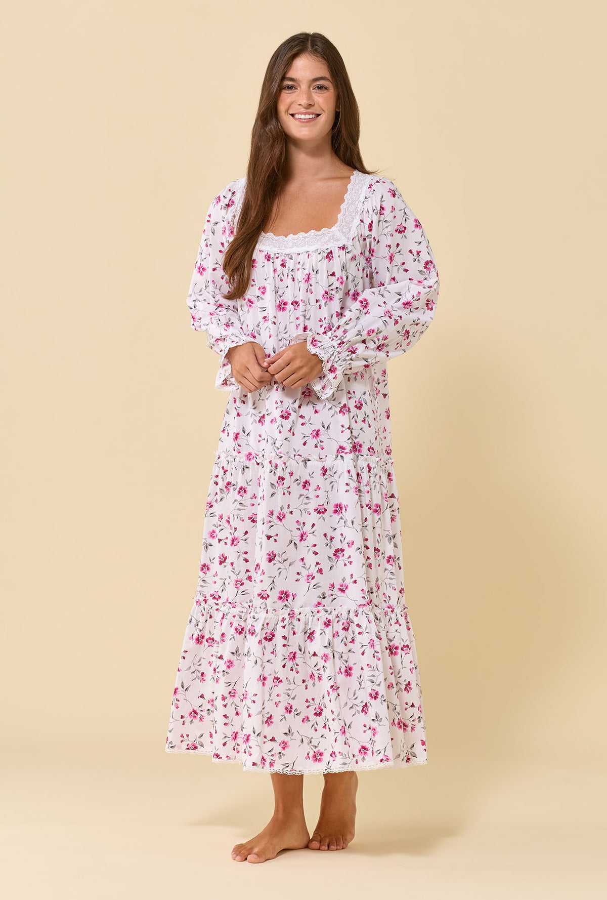 Juniper Winter Briar 100% Cotton Woven Lawn Long Sleeve Ballet Nightgown