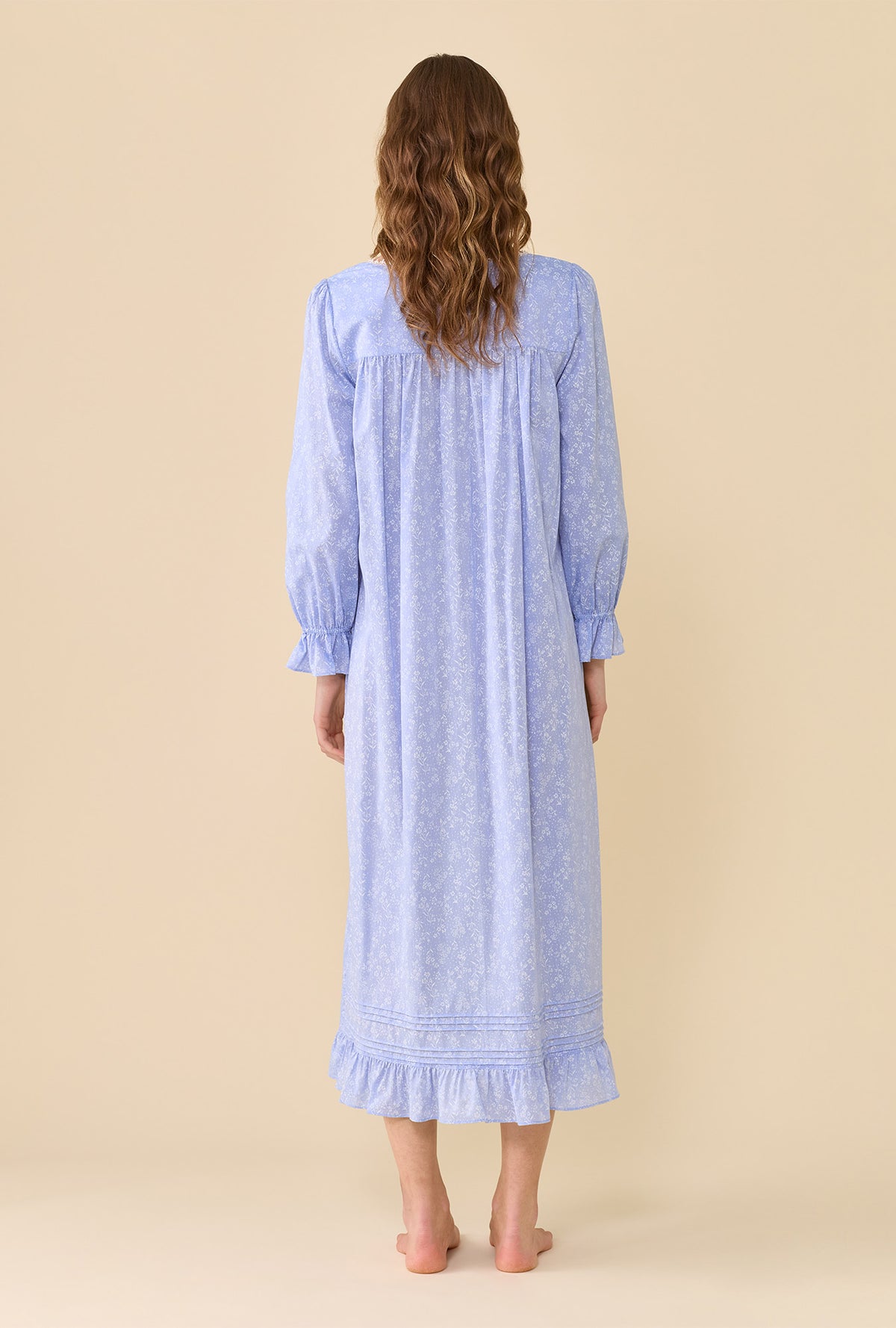 Blue Sonnet 100% Cotton Yarndye Chambray Long Sleeve Ballet Nightgown