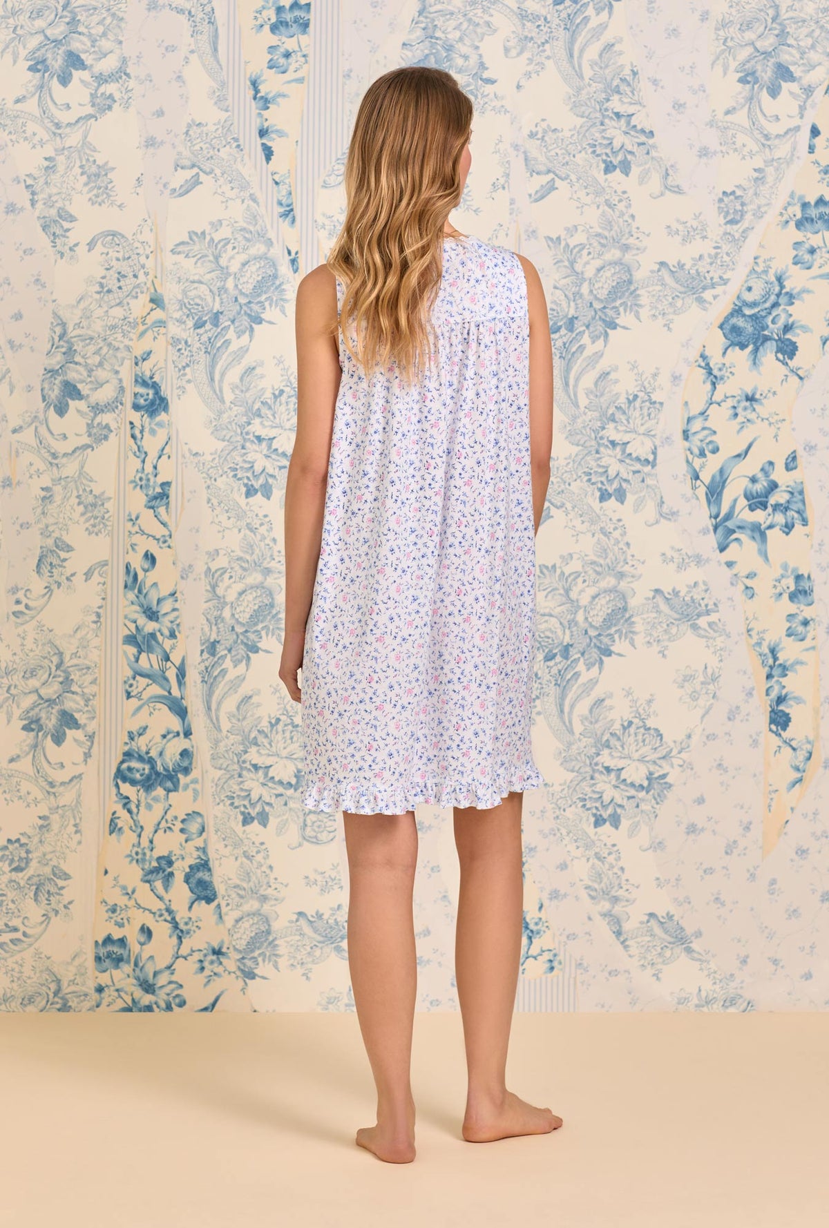A lady wearing Rosy Reverie Cotton Knit Chemise
