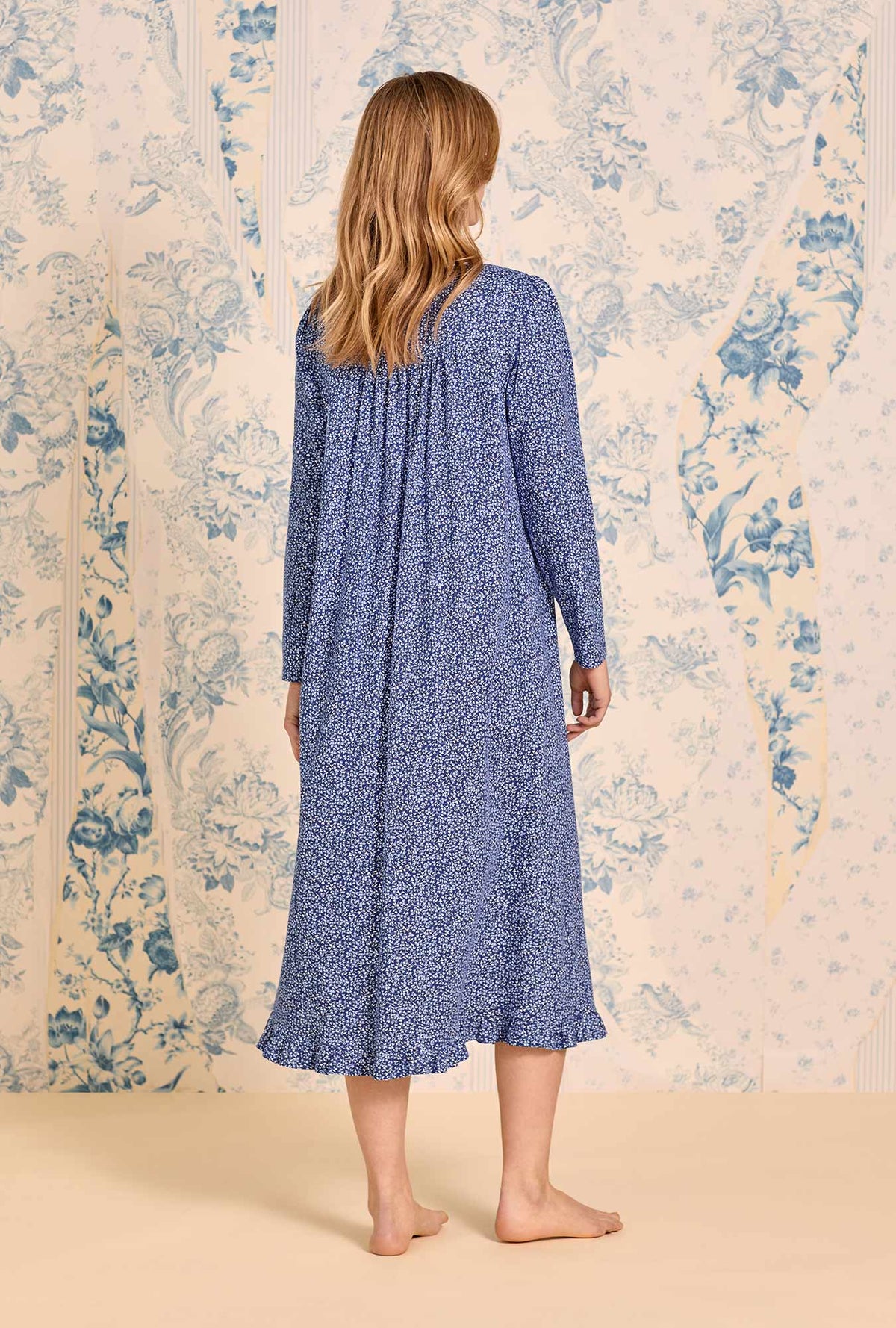 Navy Thistle Cotton Knit Long Sleeve Ballet Nightgown