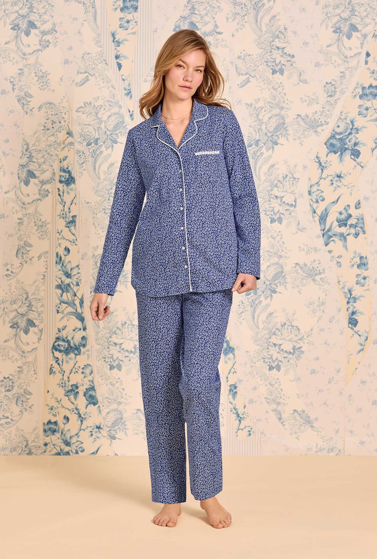 Navy Thistle Cotton Knit Pajama