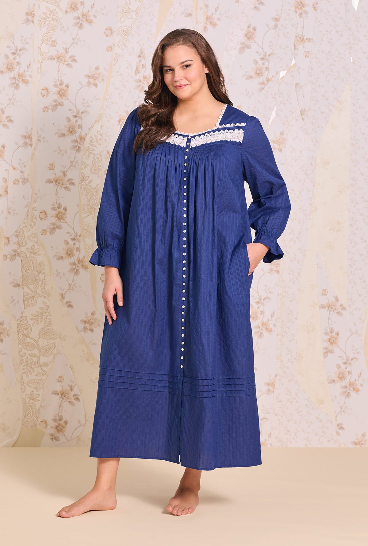 Cotton Dobby Stripe Button Front Robe