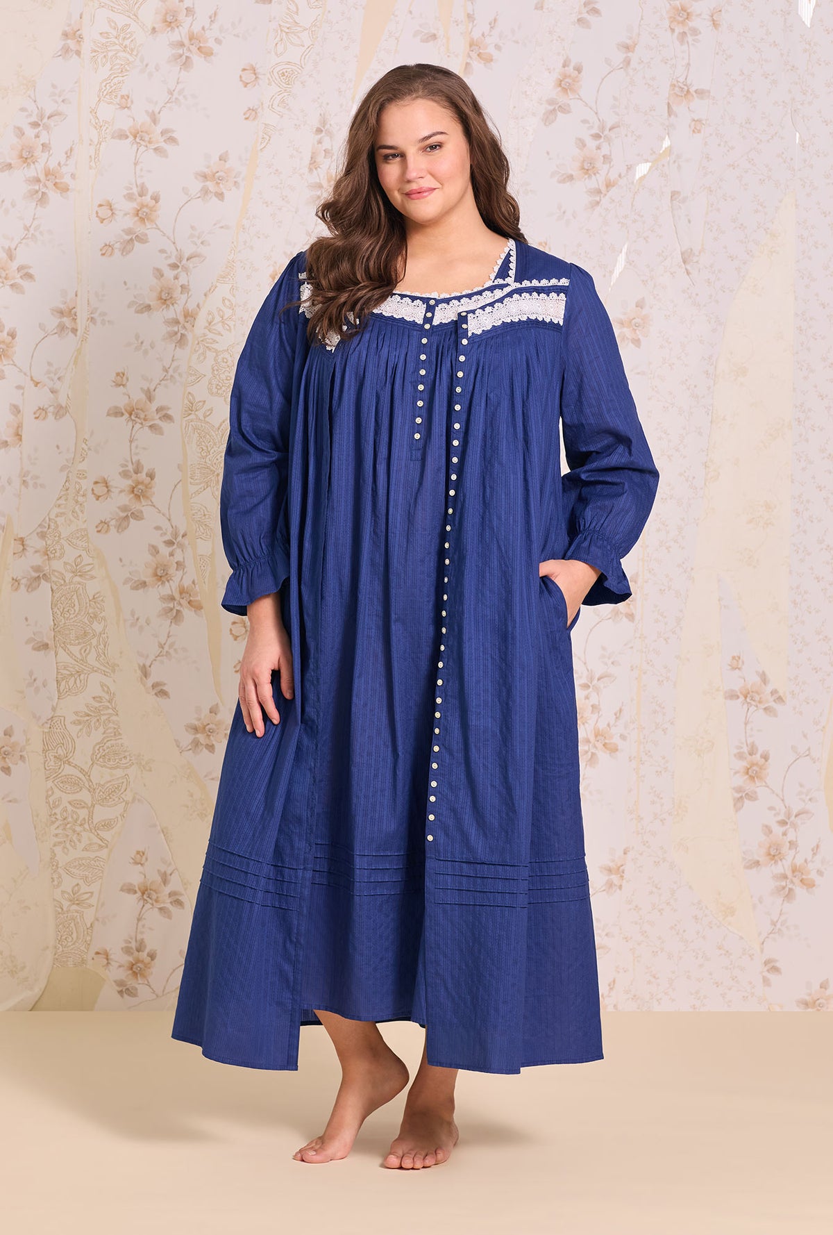 The "Eileen"  Cotton Dobby Stripe Ballet Nightgown