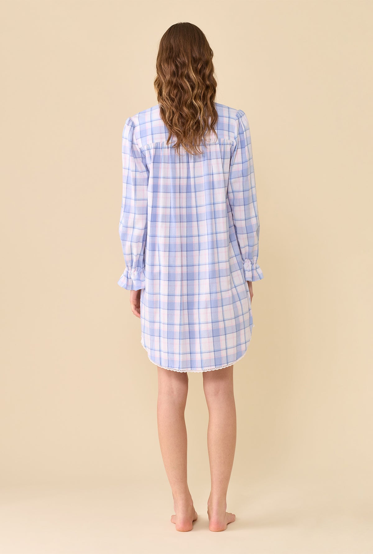 Weekend Plaid 100% Cotton Brushed Flannel Long Sleeve Nightshirt