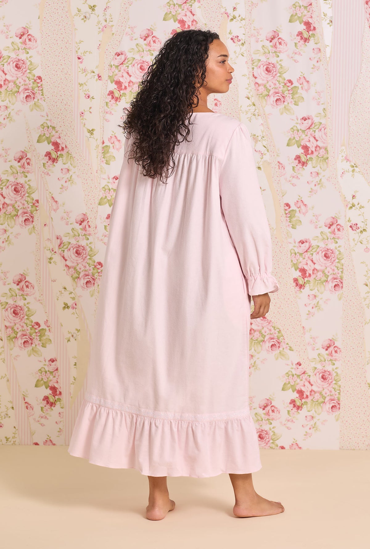 Blush Heritage Cotton Flannel Embroidery Long Nightgown