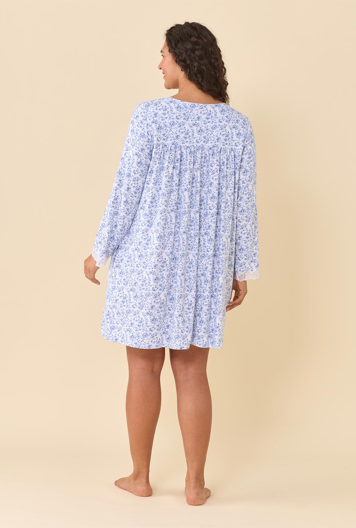 Porcelain Rose Dream Sweater Knit Long Sleeve Nightshirt