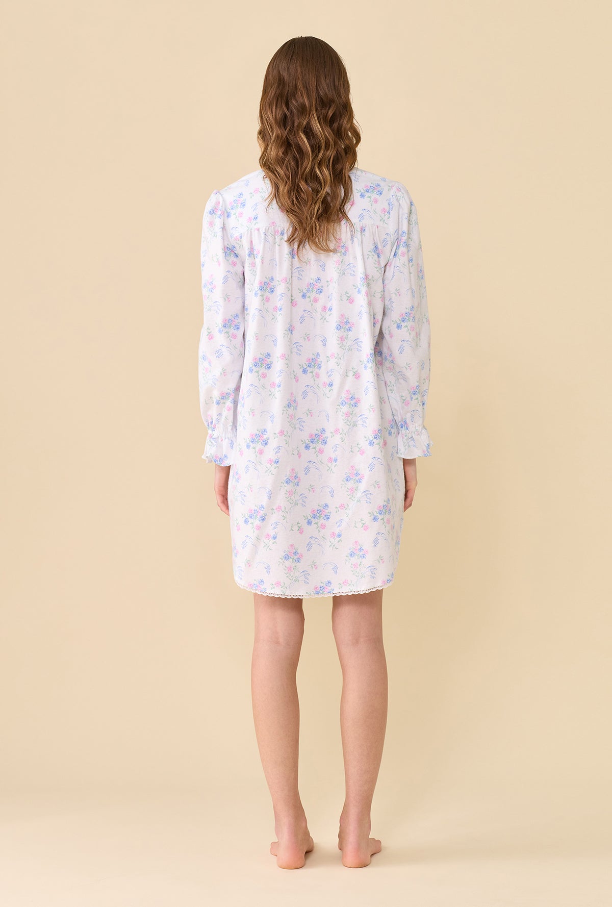 Autumn Rose 100% Cotton Brushed Flannel Long Sleeve Nightshirt
