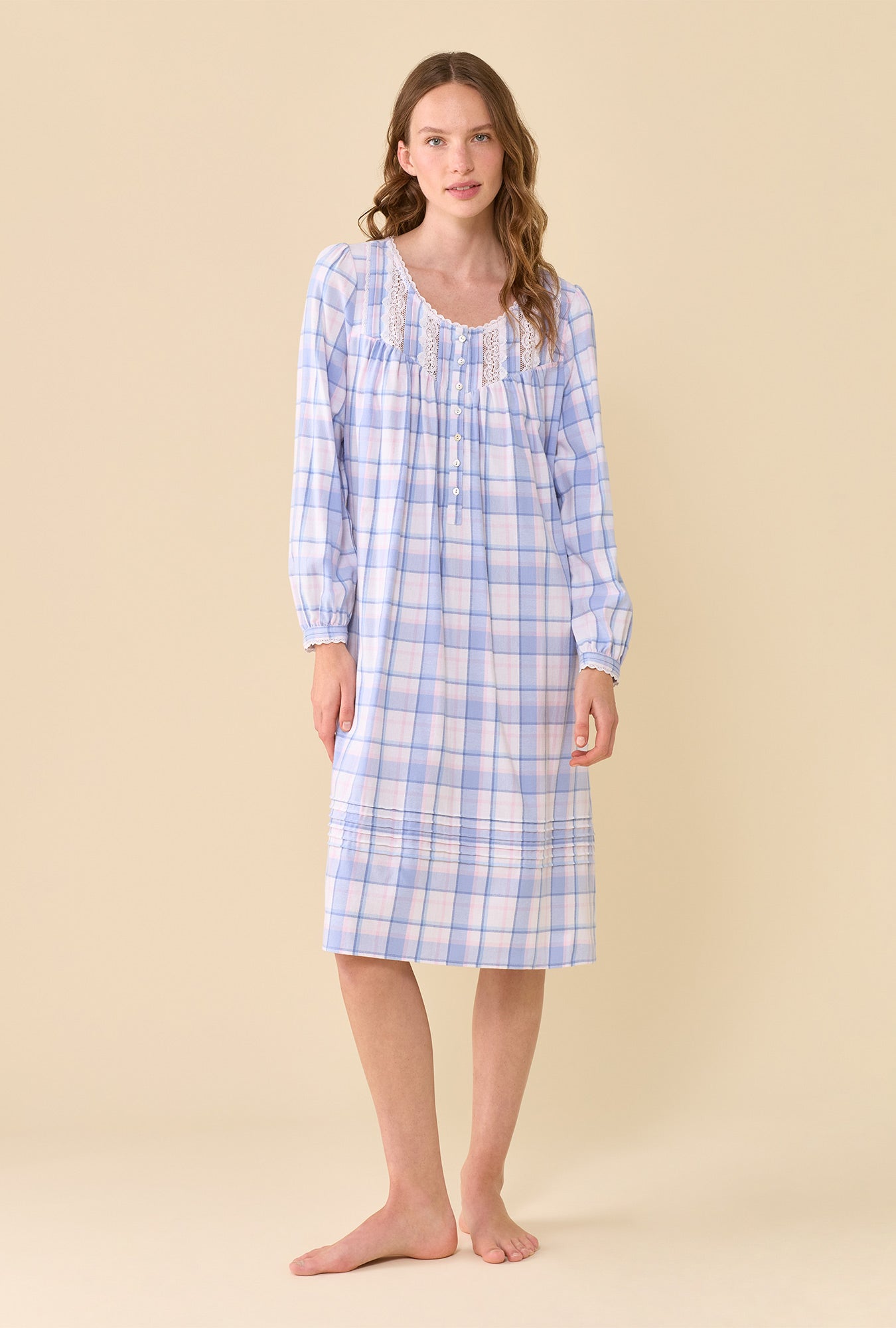 Weekend Plaid 100% Cotton Brushed Flannel Long Sleeve Waltz Nightgown