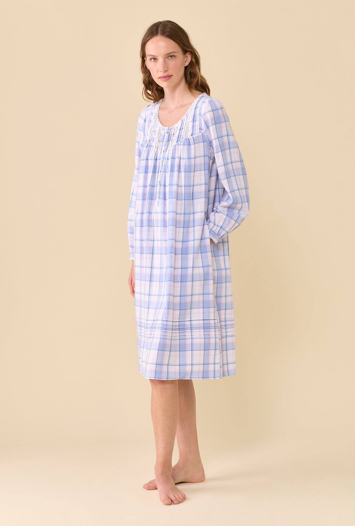Weekend Plaid 100% Cotton Brushed Flannel Long Sleeve Waltz Nightgown