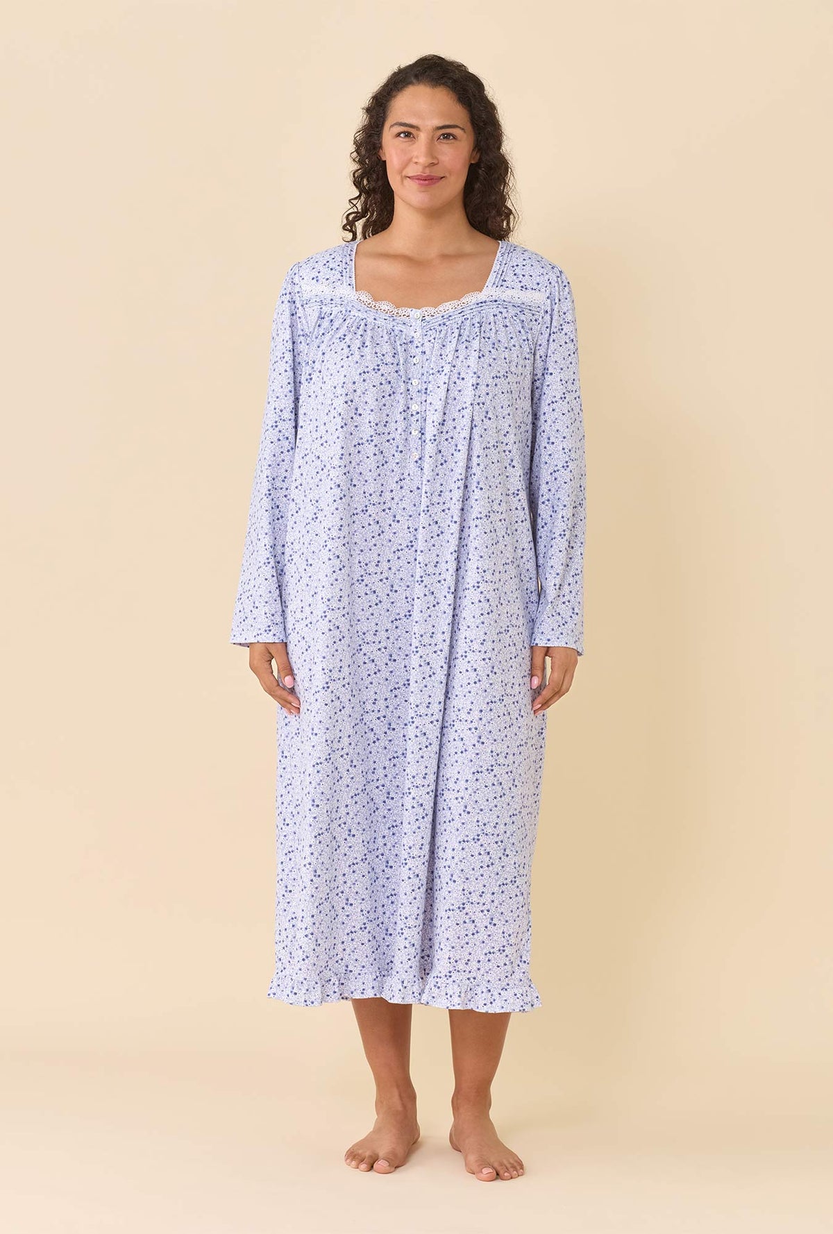 Violet Haze 100% Cotton Jersey Knit Long Sleeve Ballet Nightgown