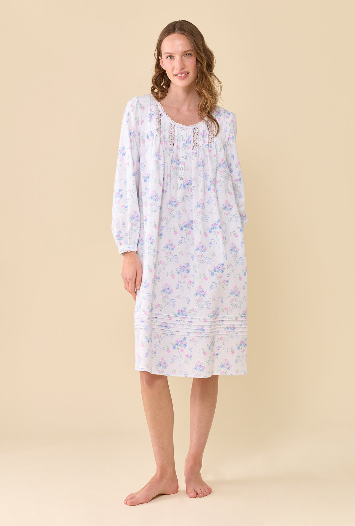 Autumn Rose 100% Cotton Brushed Flannel Long Sleeve Waltz Nightgown