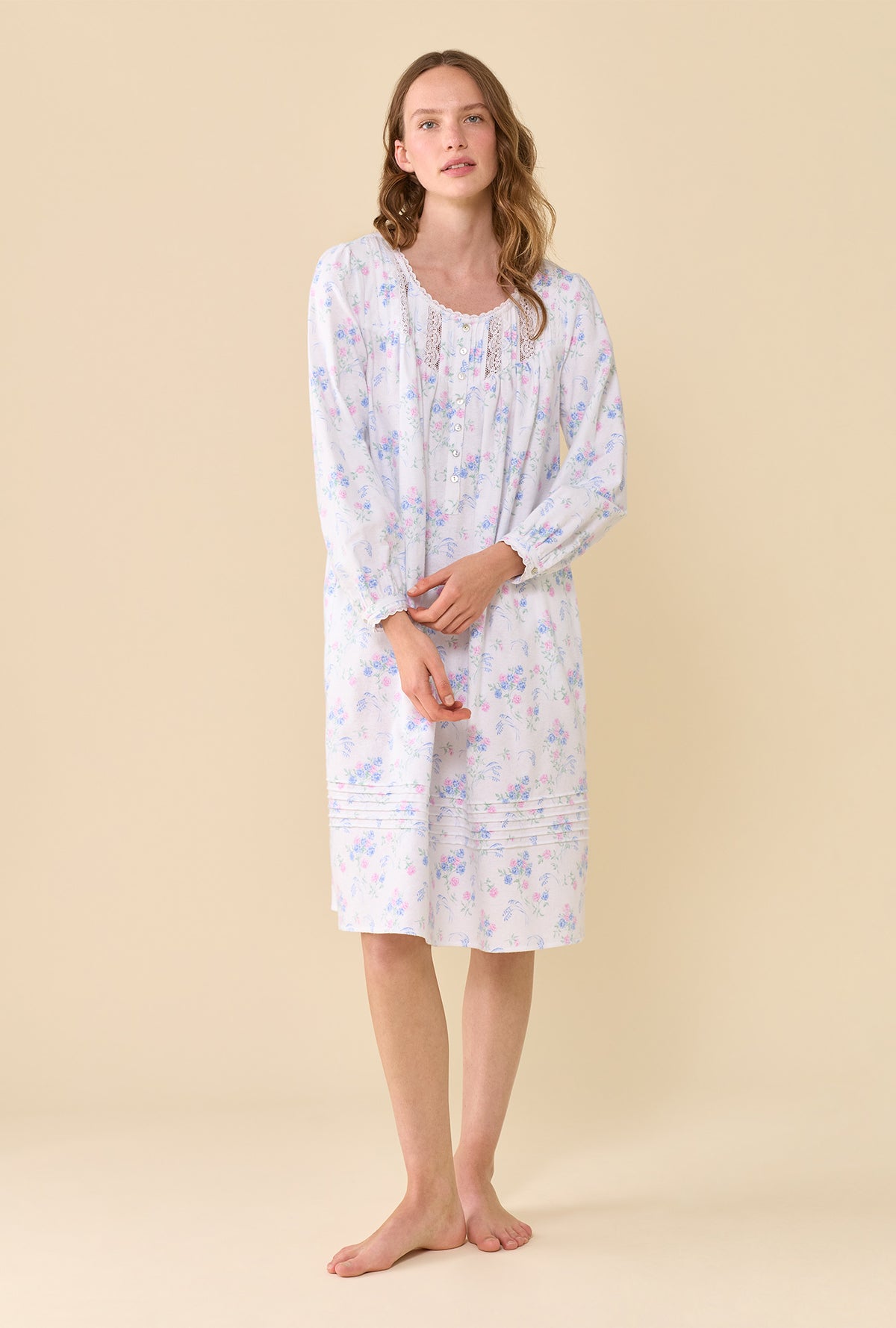 Autumn Rose 100% Cotton Brushed Flannel Long Sleeve Waltz Nightgown
